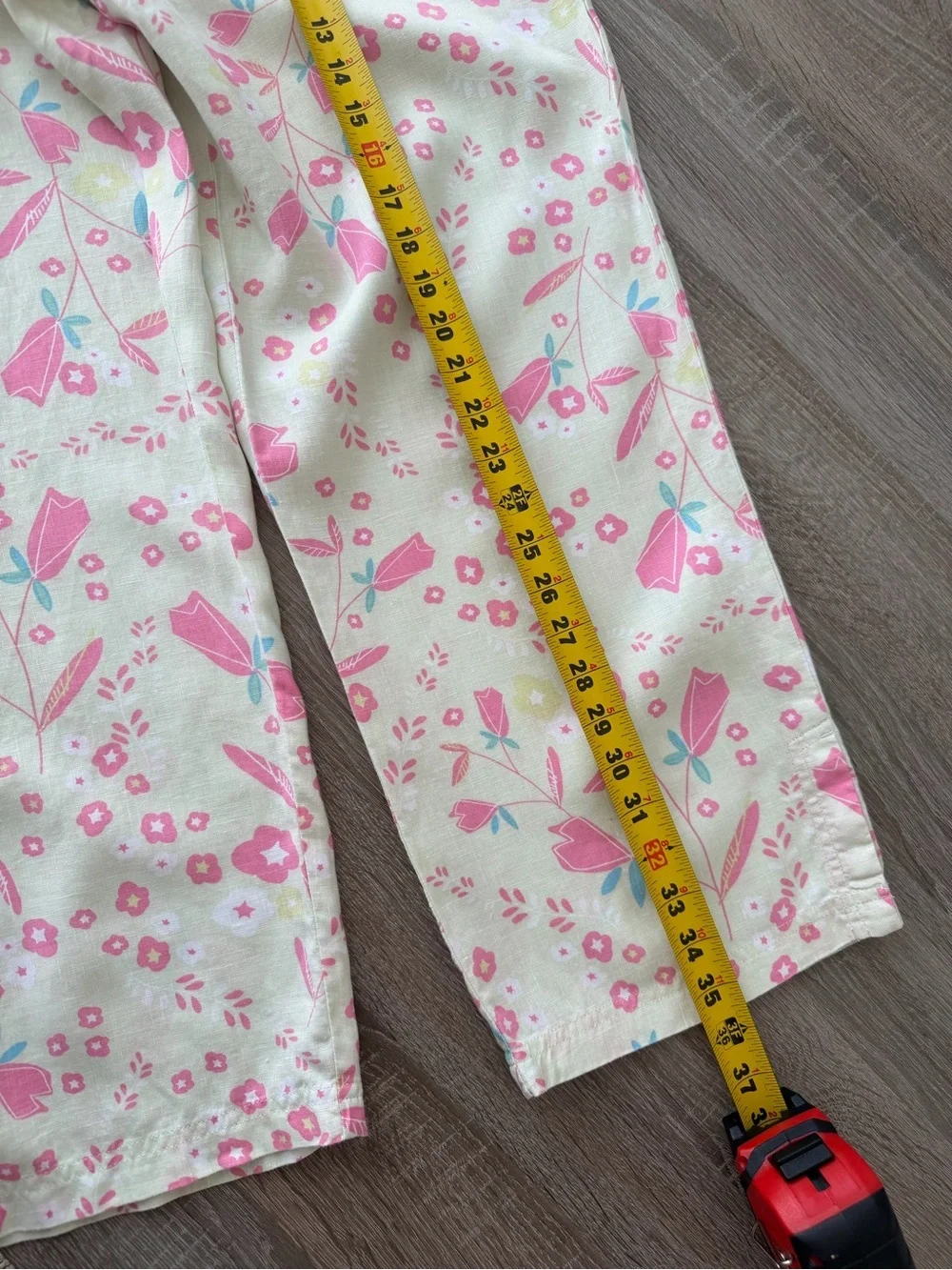 Sigrid Olsen Linen Pink Floral Crop Pants Size 12
